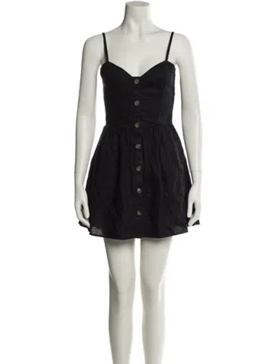 Pre-owned Reformation Linen Mini Dress In Black