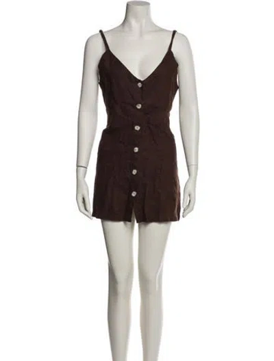 Pre-owned Reformation Linen Mini Dress In Black