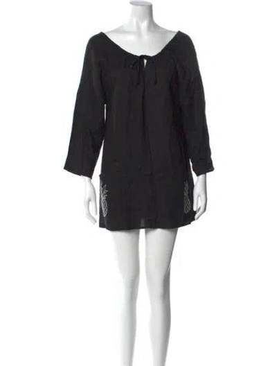 Pre-owned Reformation Linen Mini Dress In Black