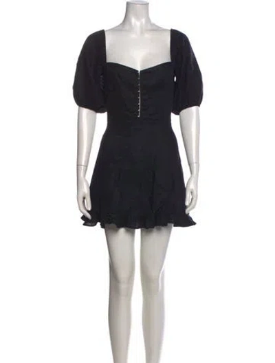 Pre-owned Reformation Linen Mini Dress In Black