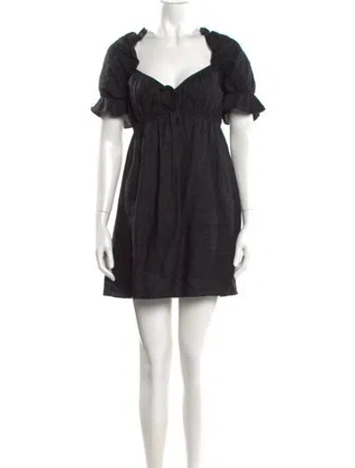 Pre-owned Reformation Linen Mini Dress In Black