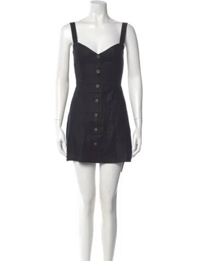 Pre-owned Reformation Linen Mini Dress In Black