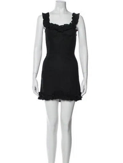 Pre-owned Reformation Linen Mini Dress In Black