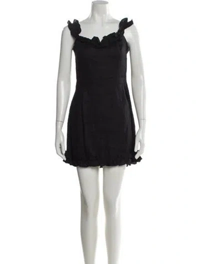 Pre-owned Reformation Linen Mini Dress In Black