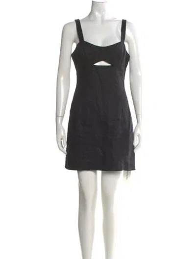 Pre-owned Reformation Linen Mini Dress In Black