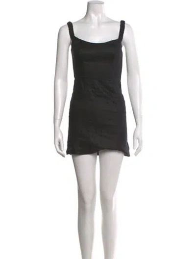 Pre-owned Reformation Linen Mini Dress In Black