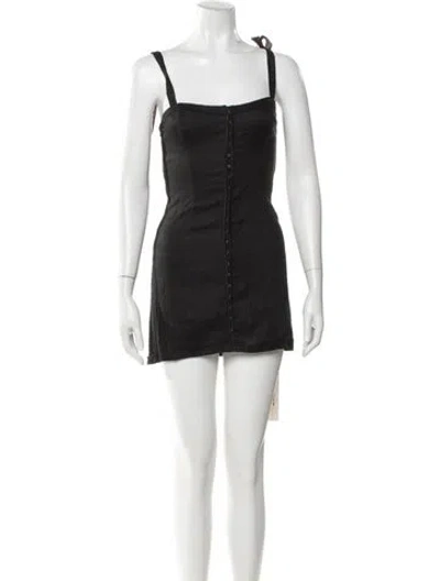 Pre-owned Reformation Linen Mini Dress In Black