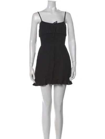 Pre-owned Reformation Linen Mini Dress In Black