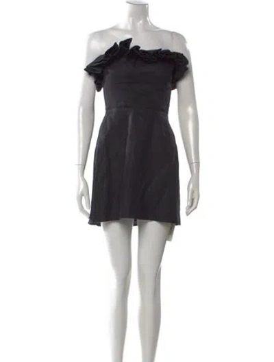 Pre-owned Reformation Linen Mini Dress In Black