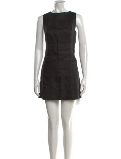 Pre-owned Reformation Linen Mini Dress In Black