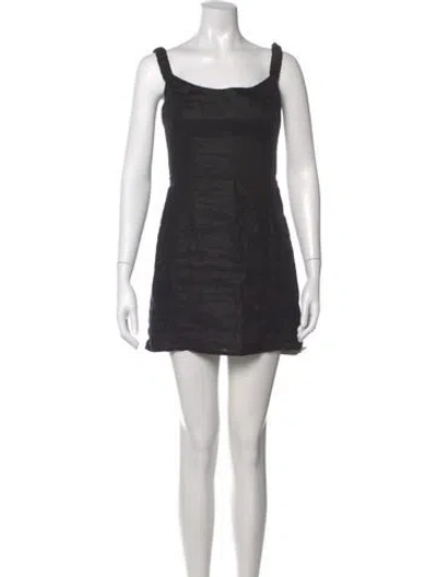 Pre-owned Reformation Linen Mini Dress In Black
