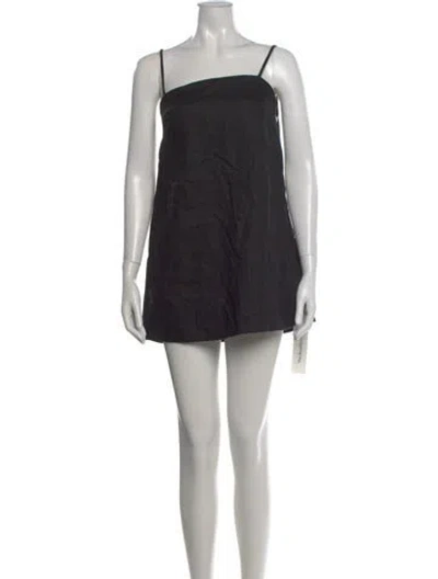 Pre-owned Reformation Linen Mini Dress In Black