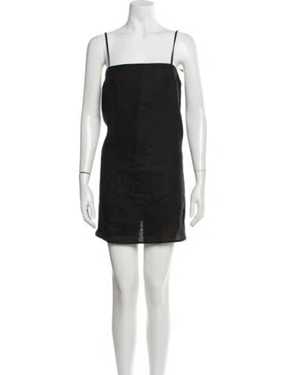 Pre-owned Reformation Linen Mini Dress In Black