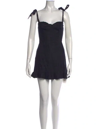 Pre-owned Reformation Linen Mini Dress In Black