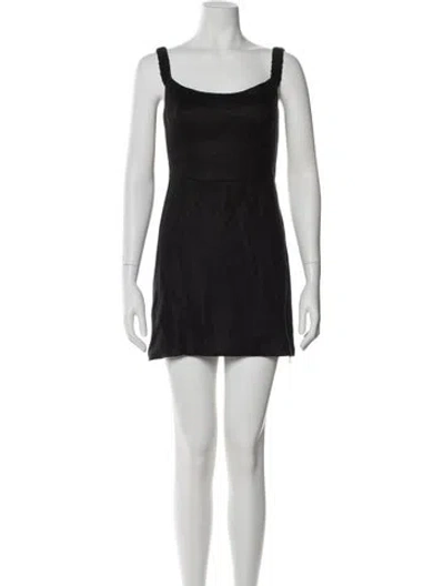 Pre-owned Reformation Linen Mini Dress In Black