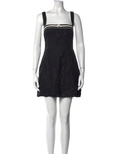 Pre-owned Reformation Linen Mini Dress In Black