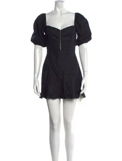 Pre-owned Reformation Linen Mini Dress In Black