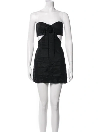 Pre-owned Reformation Linen Mini Dress In Black