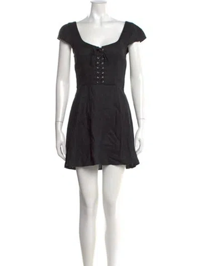 Pre-owned Reformation Linen Mini Dress In Black