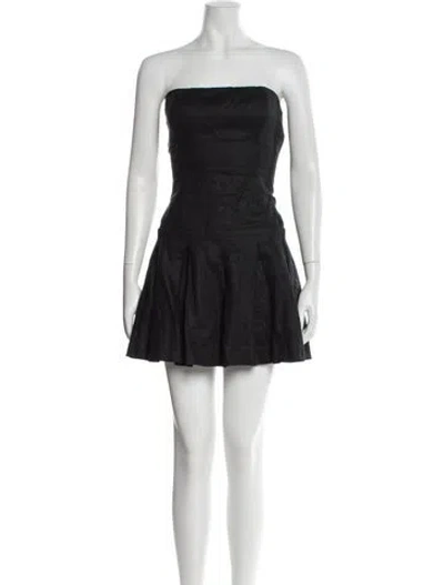 Pre-owned Reformation Linen Mini Dress In Black