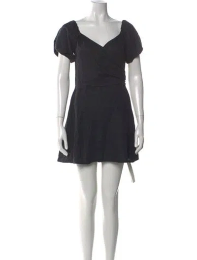 Pre-owned Reformation Linen Mini Dress In Black