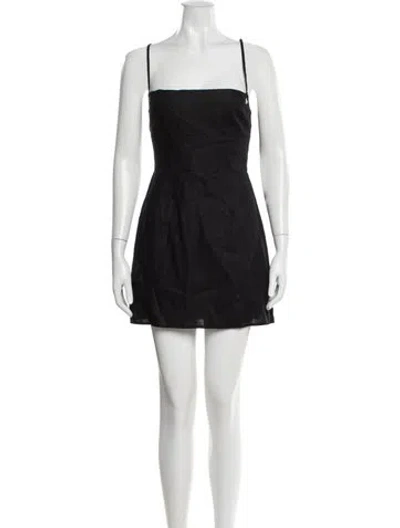 Pre-owned Reformation Linen Mini Dress In Black