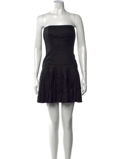 Pre-owned Reformation Linen Mini Dress In Black