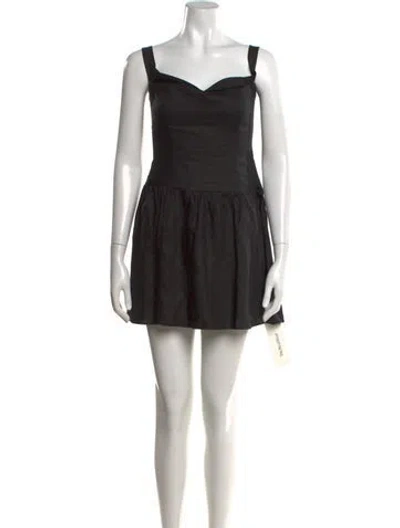 Pre-owned Reformation Linen Mini Dress In Black