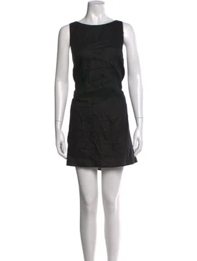 Pre-owned Reformation Linen Mini Dress In Black