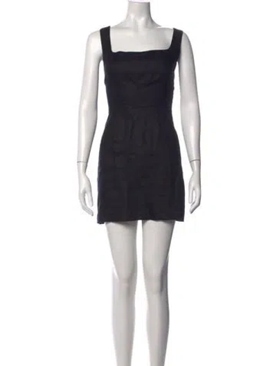 Pre-owned Reformation Linen Mini Dress In Black