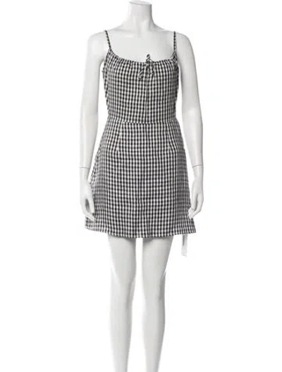 Pre-owned Reformation Linen Mini Dress In Black