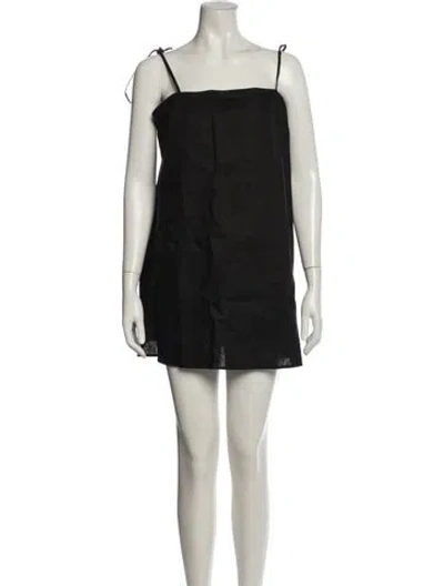 Pre-owned Reformation Linen Mini Dress In Black
