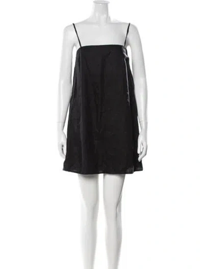 Pre-owned Reformation Linen Mini Dress In Black