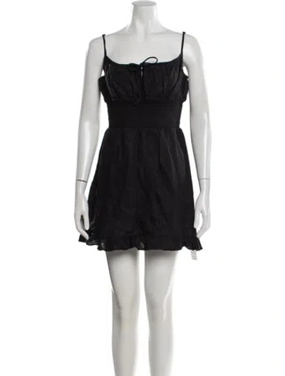 Pre-owned Reformation Linen Mini Dress In Black