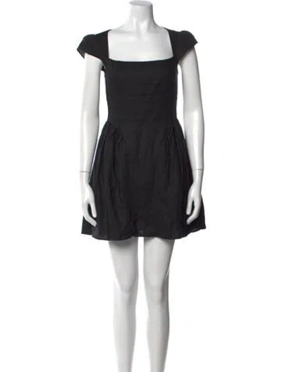 Pre-owned Reformation Linen Mini Dress In Black