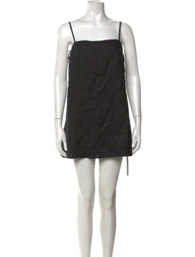 Pre-owned Reformation Linen Mini Dress In Black
