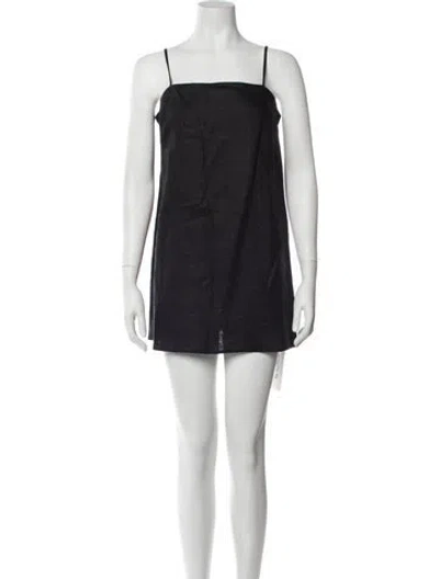 Pre-owned Reformation Linen Mini Dress In Black