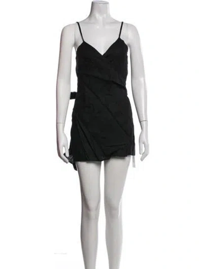 Pre-owned Reformation Linen Mini Dress In Black