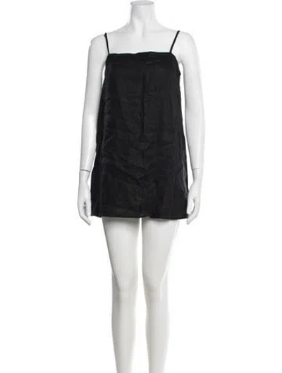 Pre-owned Reformation Linen Mini Dress In Black