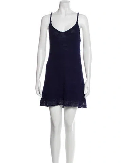 Pre-owned Reformation Linen Mini Dress In Blue