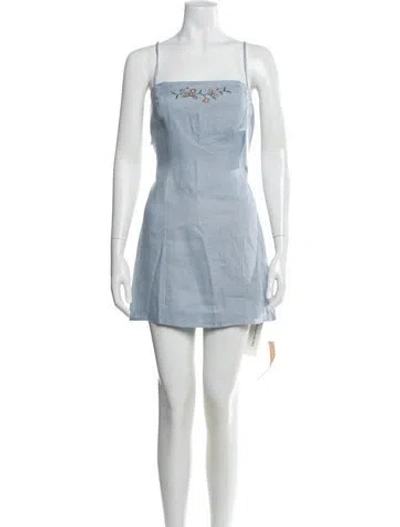 Pre-owned Reformation Linen Mini Dress In Blue