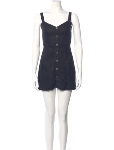 Pre-owned Reformation Linen Mini Dress In Blue