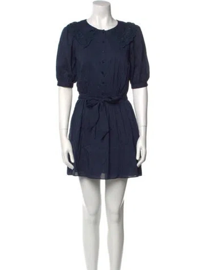 Pre-owned Reformation Linen Mini Dress In Blue