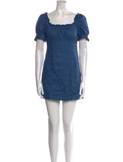 Pre-owned Reformation Linen Mini Dress In Blue
