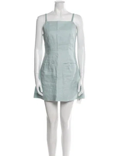 Pre-owned Reformation Linen Mini Dress In Blue