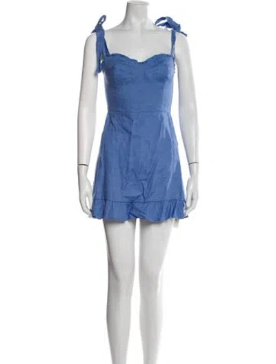 Pre-owned Reformation Linen Mini Dress In Blue