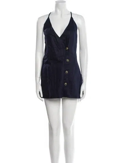 Pre-owned Reformation Linen Mini Dress In Blue