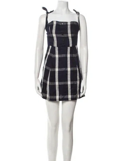 Pre-owned Reformation Linen Mini Dress In Blue