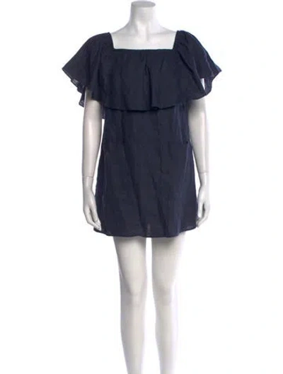 Pre-owned Reformation Linen Mini Dress In Blue