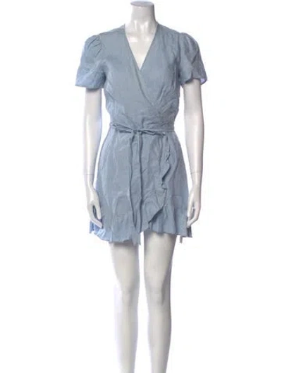 Pre-owned Reformation Linen Mini Dress In Blue